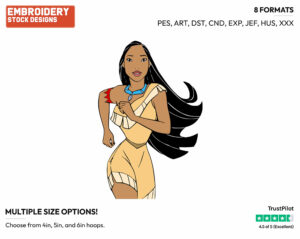 Pocahontas Running - Disney's Pocahontas - Embroidery Design in 3 sizes & 8 formats