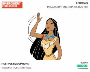 Pocahontas Waving - Disney's Pocahontas - Embroidery Design in 3 sizes & 8 formats