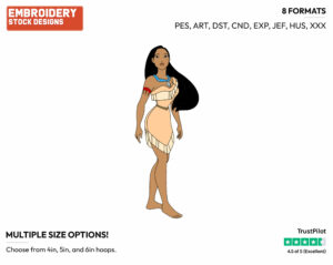 Pocahontas - Disney's Pocahontas - Embroidery Design in 3 sizes & 8 formats