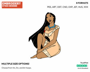 Pocahontas - Disney's Pocahontas - Embroidery Design in 3 sizes & 8 formats