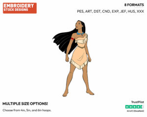 Pocahontas - Disney's Pocahontas - Embroidery Design in 3 sizes & 8 formats