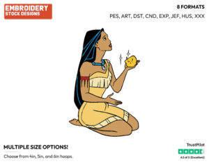 Pocahontas Holding Gold Nugget - Disney's Pocahontas - Embroidery Design in 3 sizes & 8 formats