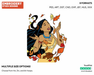 Pocahontas - Disney's Pocahontas - Embroidery Design in 3 sizes & 8 formats