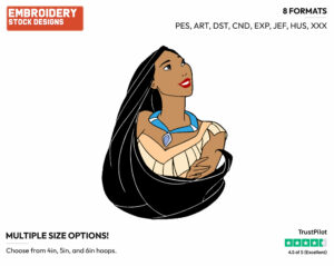 Pocahontas - Disney's Pocahontas - Embroidery Design in 3 sizes & 8 formats