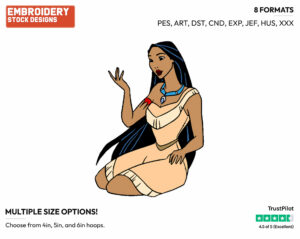 Pocahontas - Disney's Pocahontas - Embroidery Design in 3 sizes & 8 formats