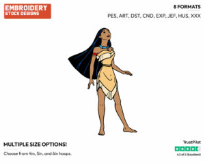 Pocahontas - Disney's Pocahontas - Embroidery Design in 3 sizes & 8 formats