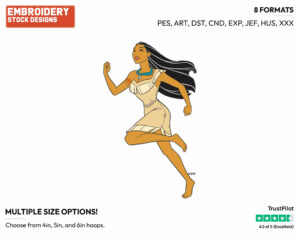 Pocahontas Running - Disney's Pocahontas - Embroidery Design in 3 sizes & 8 formats