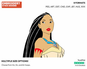 Pocahontas - Disney's Pocahontas - Embroidery Design in 3 sizes & 8 formats