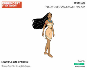 Pocahontas - Disney's Pocahontas - Embroidery Design in 3 sizes & 8 formats