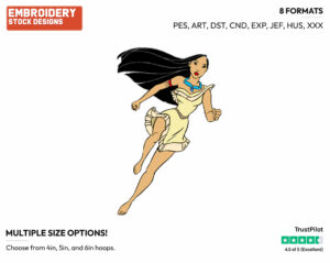 Pocahontas Running - Disney's Pocahontas - Embroidery Design in 3 sizes & 8 formats