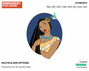 Pocahontas, Flit - Disney's Pocahontas - Embroidery Design in 3 sizes & 8 formats