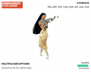 Pocahontas, Meeko - Disney's Pocahontas - Embroidery Design in 3 sizes & 8 formats