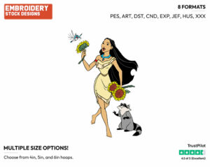Pocahontas, Meeko, Flit - Disney's Pocahontas - Embroidery Design in 3 sizes & 8 formats
