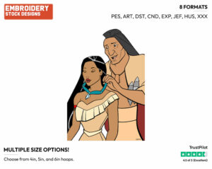 Pocahontas, Chief Powhatan - Disney's Pocahontas - Embroidery Design in 3 sizes & 8 formats