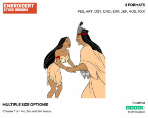 Pocahontas, Chief Powhatan - Disney's Pocahontas - Embroidery Design in 3 sizes & 8 formats