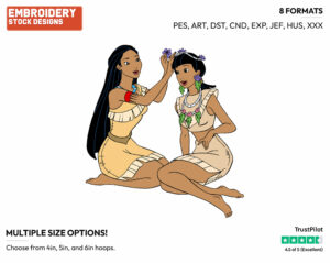 Pocahontas, Nakoma - Disney's Pocahontas - Embroidery Design in 3 sizes & 8 formats