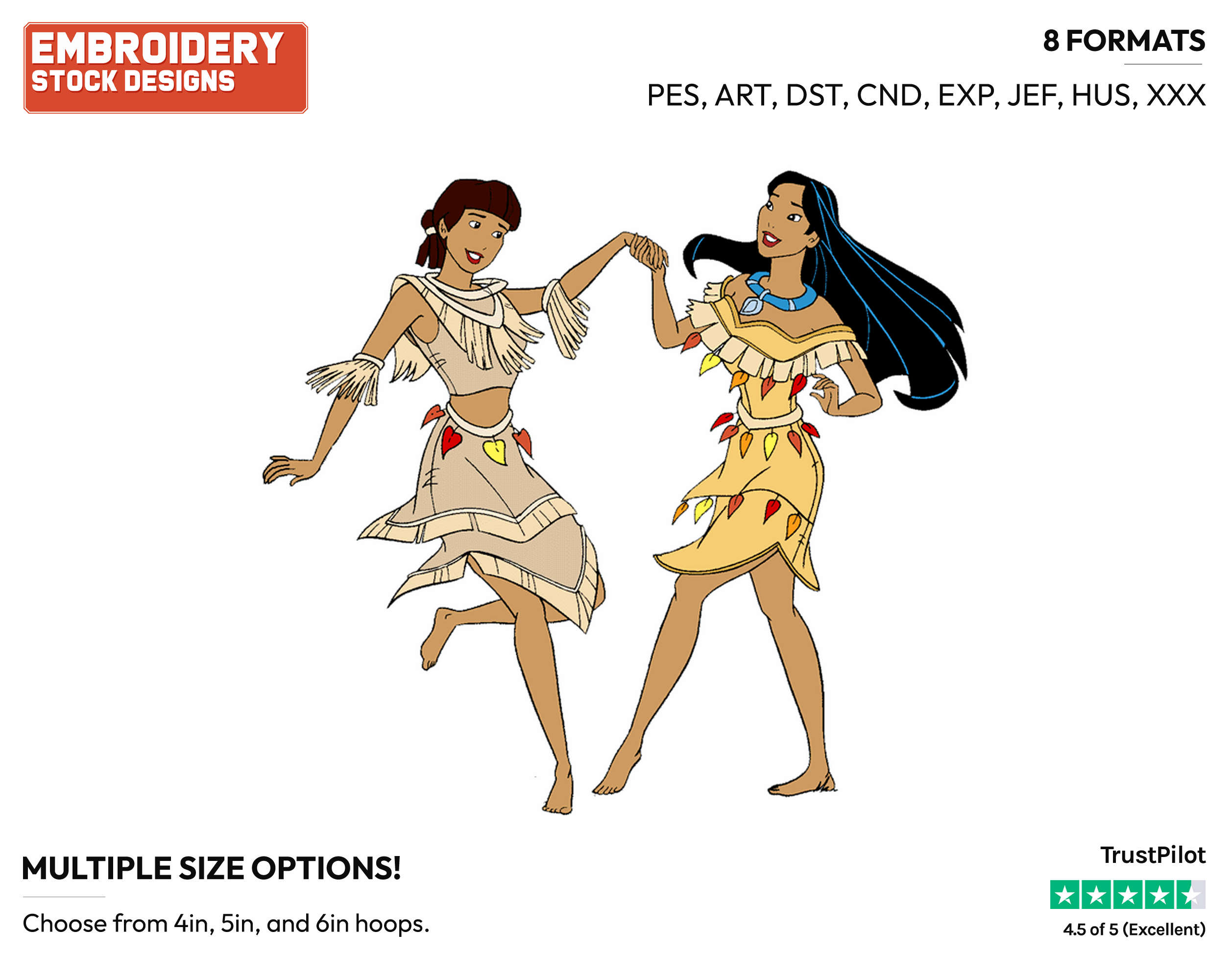 Pocahontas, Nakoma - Disney's Pocahontas - Embroidery Design in 3 sizes ...