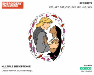 Pocahontas, John Smith - Disney's Pocahontas - Embroidery Design in 3 sizes & 8 formats