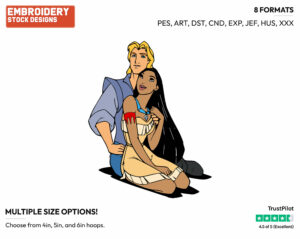 Pocahontas, John Smith - Disney's Pocahontas - Embroidery Design in 3 sizes & 8 formats