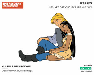 Pocahontas, John Smith - Disney's Pocahontas - Embroidery Design in 3 sizes & 8 formats