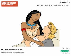 Pocahontas, John Smith - Disney's Pocahontas - Embroidery Design in 3 sizes & 8 formats