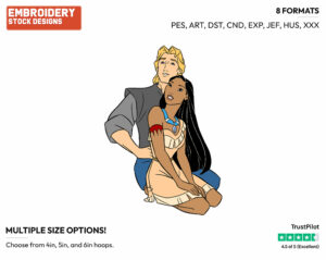 Pocahontas, John Smith - Disney's Pocahontas - Embroidery Design in 3 sizes & 8 formats