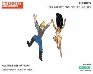Pocahontas, John Smith Jumping - Disney's Pocahontas - Embroidery Design in 3 sizes & 8 formats