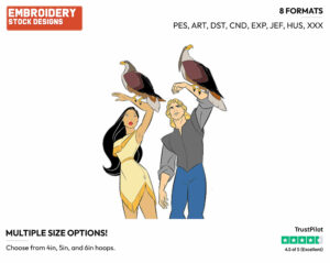 Pocahontas, John Smith, Eagles - Disney's Pocahontas - Embroidery Design in 3 sizes & 8 formats