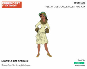 Tiana Posing - Disney's The Princess and the Frog - Embroidery Design in 3 sizes & 8 formats