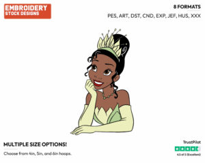 Tiana - Disney's The Princess and the Frog - Embroidery Design in 3 sizes & 8 formats