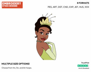 Pretty Tiana - Disney's The Princess and the Frog - Embroidery Design in 3 sizes & 8 formats