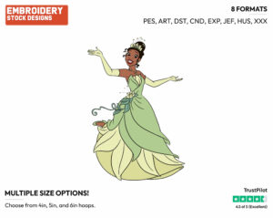 Tiana - Disney's The Princess and the Frog - Embroidery Design in 3 sizes & 8 formats