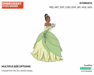 Tiana Holding A Teapot - Disney's The Princess and the Frog - Embroidery Design in 3 sizes & 8 formats