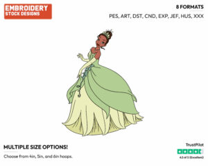 Tiana - Disney's The Princess and the Frog - Embroidery Design in 3 sizes & 8 formats