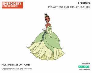 Tiana - Disney's The Princess and the Frog - Embroidery Design in 3 sizes & 8 formats