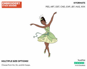 Tiana The Ballerina - Disney's The Princess and the Frog - Embroidery Design in 3 sizes & 8 formats