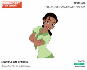 Tiana - Disney's The Princess and the Frog - Embroidery Design in 3 sizes & 8 formats