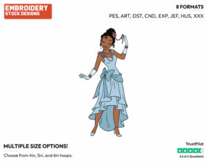 Tiana Wearing Pearls - Disney's The Princess and the Frog - Embroidery Design in 3 sizes & 8 formats