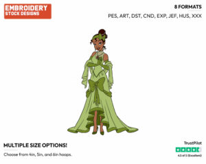 Tiana - Disney's The Princess and the Frog - Embroidery Design in 3 sizes & 8 formats
