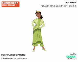 Tiana Wearing A Tiara - Disney's The Princess and the Frog - Embroidery Design in 3 sizes & 8 formats