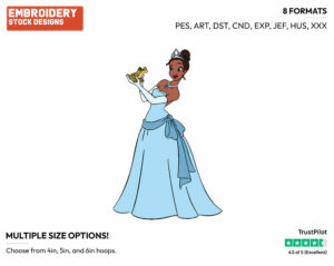Tiana - Disney's The Princess and the Frog - Embroidery Design in 3 sizes & 8 formats