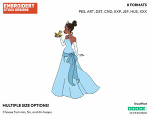 Tiana - Disney's The Princess and the Frog - Embroidery Design in 3 sizes & 8 formats