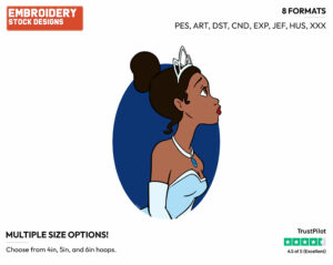 Tiana Looking Out - Disney's The Princess and the Frog - Embroidery Design in 3 sizes & 8 formats
