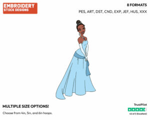 Tiana - Disney's The Princess and the Frog - Embroidery Design in 3 sizes & 8 formats