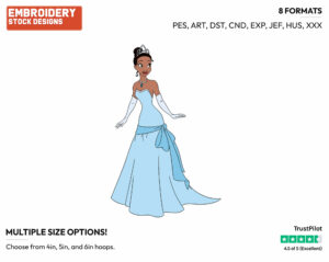 Tiana - Disney's The Princess and the Frog - Embroidery Design in 3 sizes & 8 formats