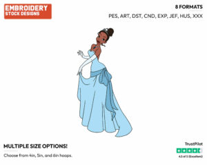 Tiana - Disney's The Princess and the Frog - Embroidery Design in 3 sizes & 8 formats
