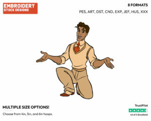 Naveen - Disney's The Princess and the Frog - Embroidery Design in 3 sizes & 8 formats