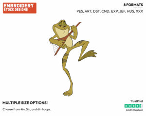 Frog Naveen Playing Twig - Disney's The Princess and the Frog - Embroidery Design in 3 sizes & 8 formats