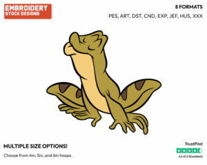 Frog Naveen Puckering Up - Disney's The Princess and the Frog - Embroidery Design in 3 sizes & 8 formats