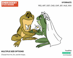 Tiana, Naveen As Frogs Wedding - Disney's The Princess and the Frog - Embroidery Design in 3 sizes & 8 formats